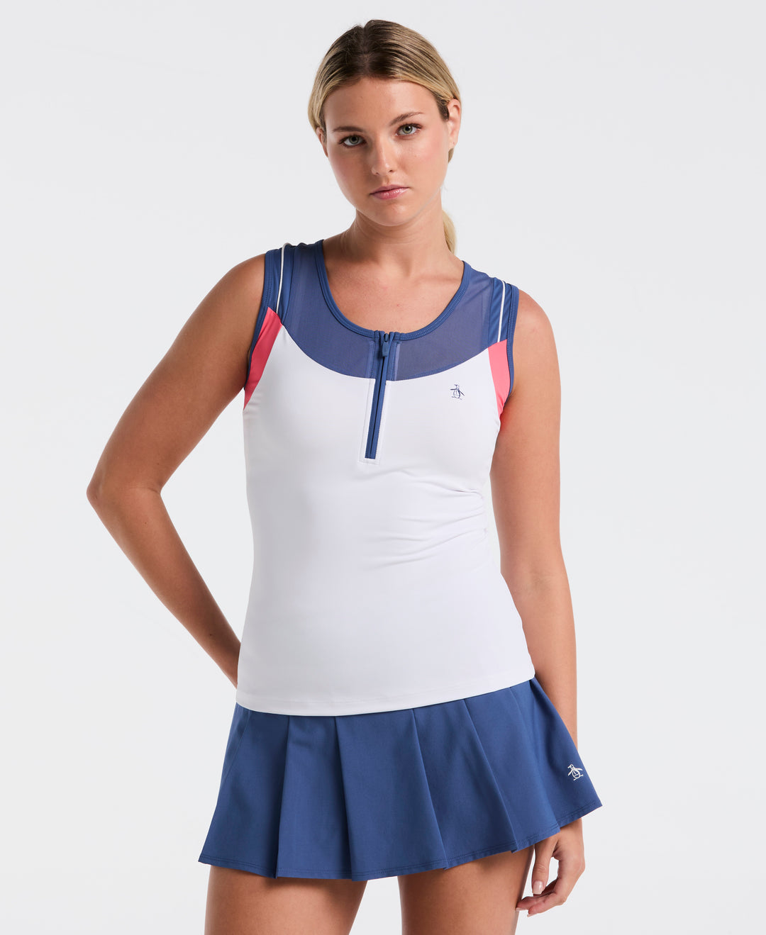 Women's Color Block Tennis Tank (Bright White) 