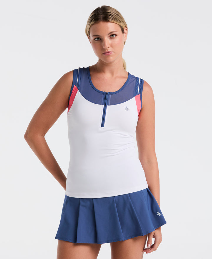 Women's Color Block Tennis Tank (Bright White) 