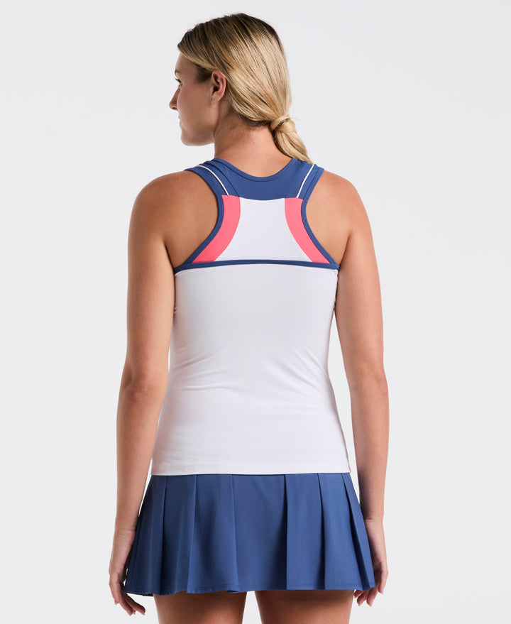 Women's Color Block Tennis Tank (Bright White) 