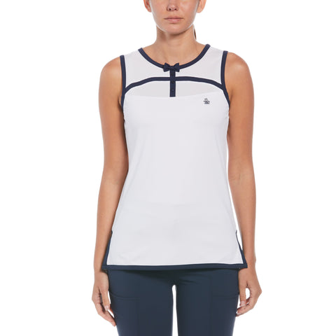 Womens Contrast Binding Bow Shirt (Bright White) 