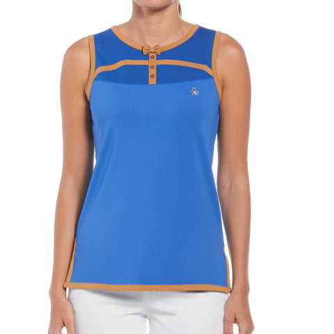 Women's Contrast Binding Bow Golf Shirt-Women's Shirts-Nautical Blue-XS-Original Penguin