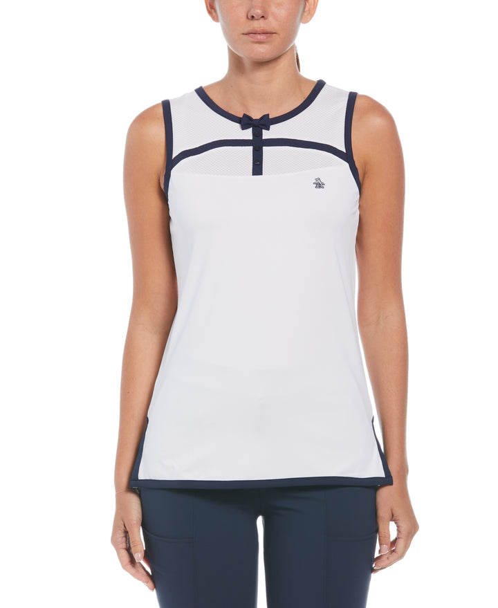 Womens Contrast Binding Bow Shirt (Bright White) 