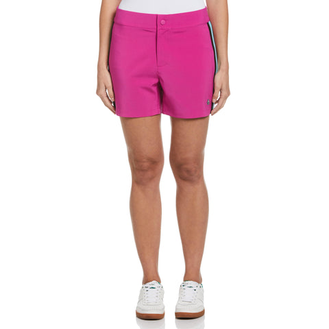 Contrast Seam Side Snap Golf Shorts (Fuchsia Red) 