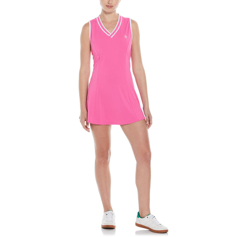 Womens Contrast Stripe Tennis Dress (Cheeky Pink) 