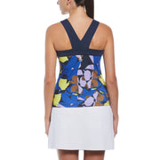 Womens Criss-Cross Floral Tank Top (Black Iris) 