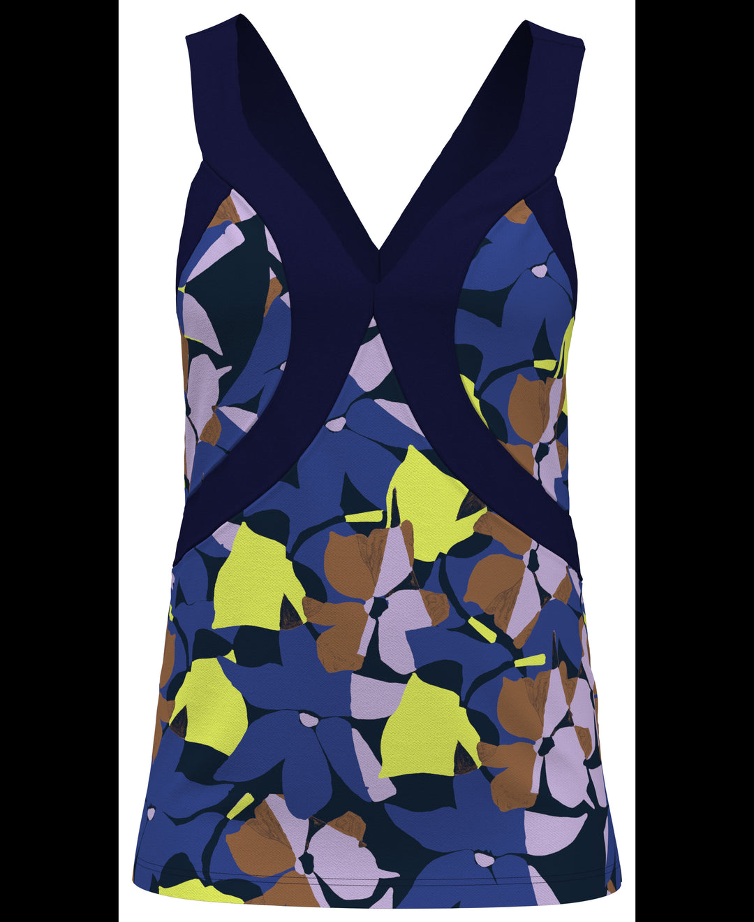 Womens Criss-Cross Floral Tank Top (Black Iris) 