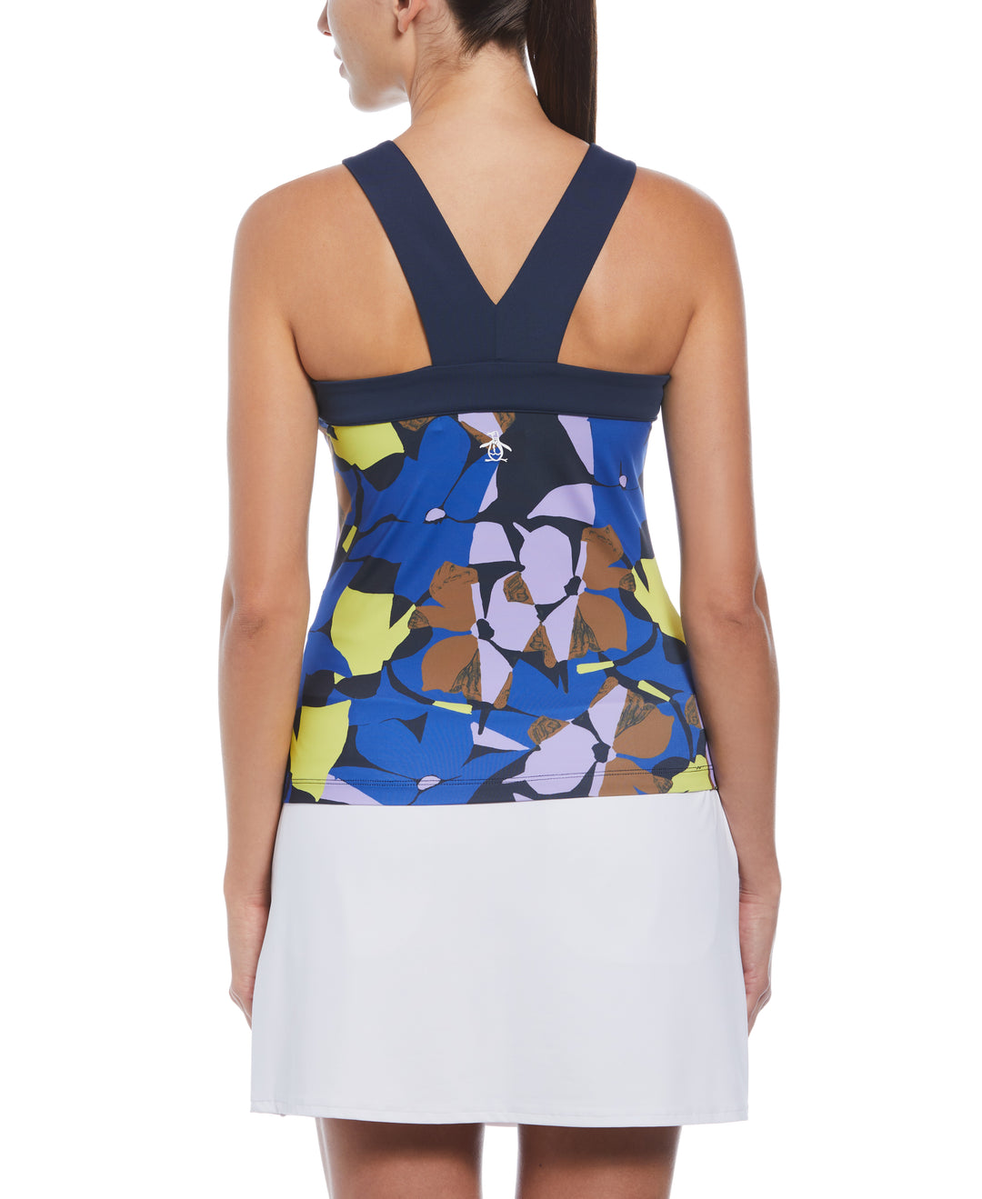Womens Criss-Cross Floral Tank Top (Black Iris) 