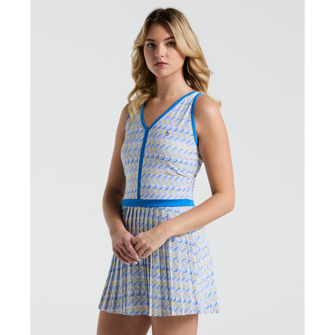 Women's Cut-Out Tennis Dress With Pleats (Bright White) 
