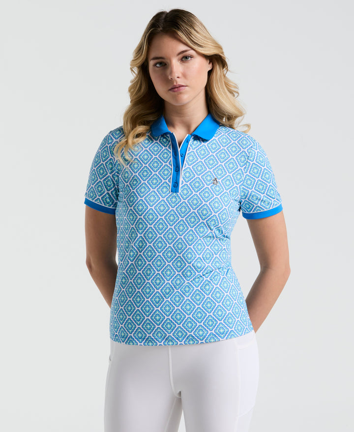 Women's Printed Polo  (French Blue) 