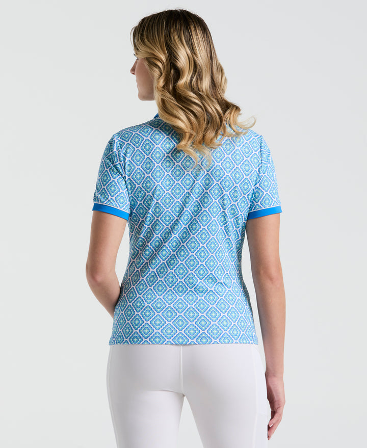 Women's Printed Polo  (French Blue) 