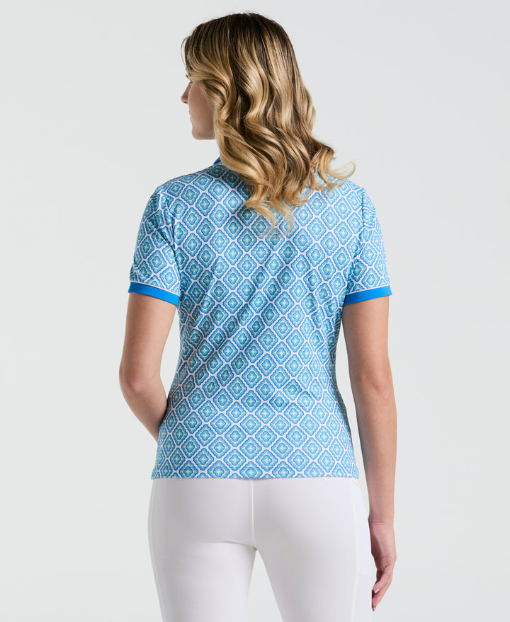 Women's Printed Polo  (French Blue) 