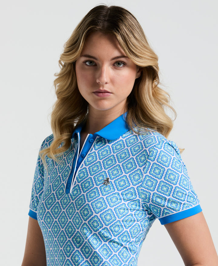 Women's Printed Polo  (French Blue) 