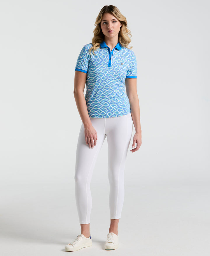 Women's Printed Polo  (French Blue) 