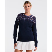Women's Engineered Zen Floral Sweater-Women's Sweater-Black Iris-XS-Original Penguin