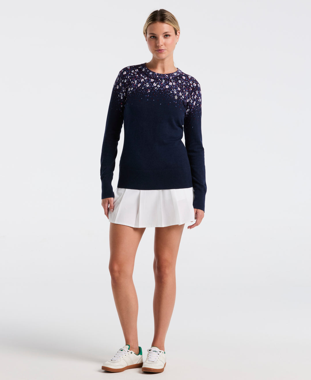 Women's Engineered Zen Floral Printed Sweater (Black Iris) 