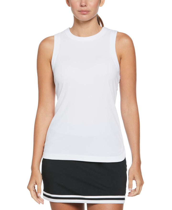 Womens Essential Ribbed Tennis Tank Top (Bright White) 