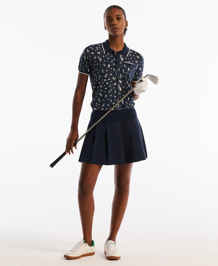 Women's Floral Golf Sweater Polo (Black Iris) 