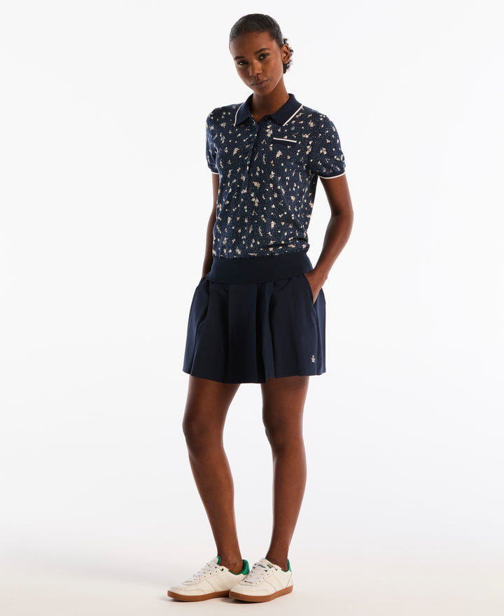 Women's Floral Golf Sweater Polo (Black Iris) 