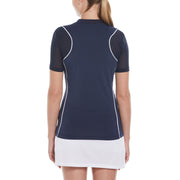 Zip Front Golf Top with Piping (Black Iris) 
