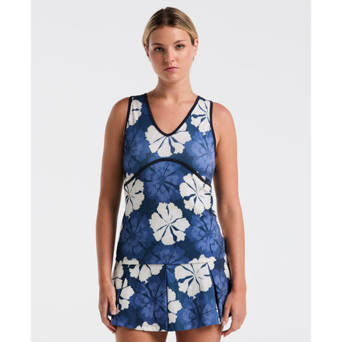 Fuji Floral Ribbed Tennis Tank (Black Iris) 