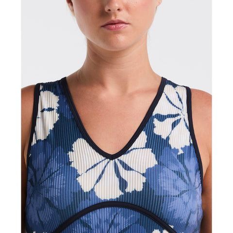 Fuji Floral Ribbed Tennis Tank (Black Iris) 