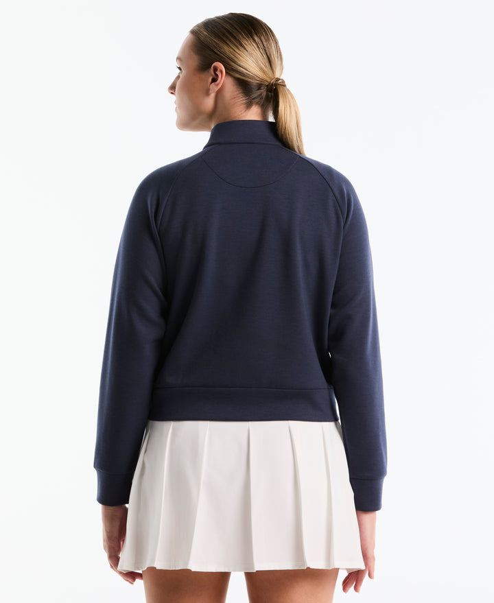 Women's Full-Zip Textured Knit Golf Jacket-Women's Jackets (Black Iris)
