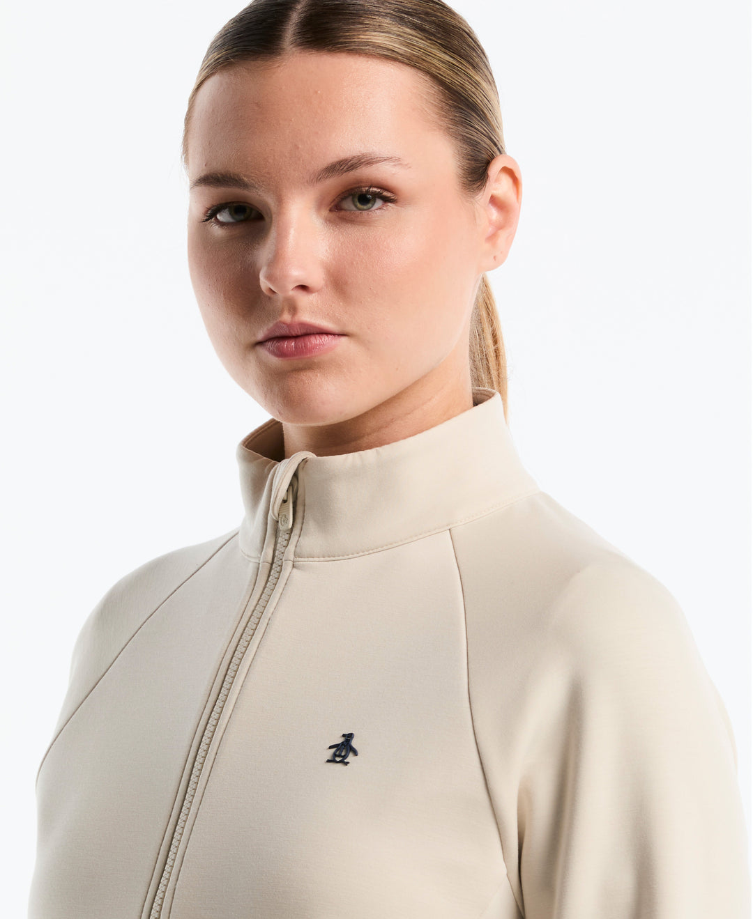 Women's Full-Zip Textured Knit Golf Jacket-Women's Jackets-Original Penguin