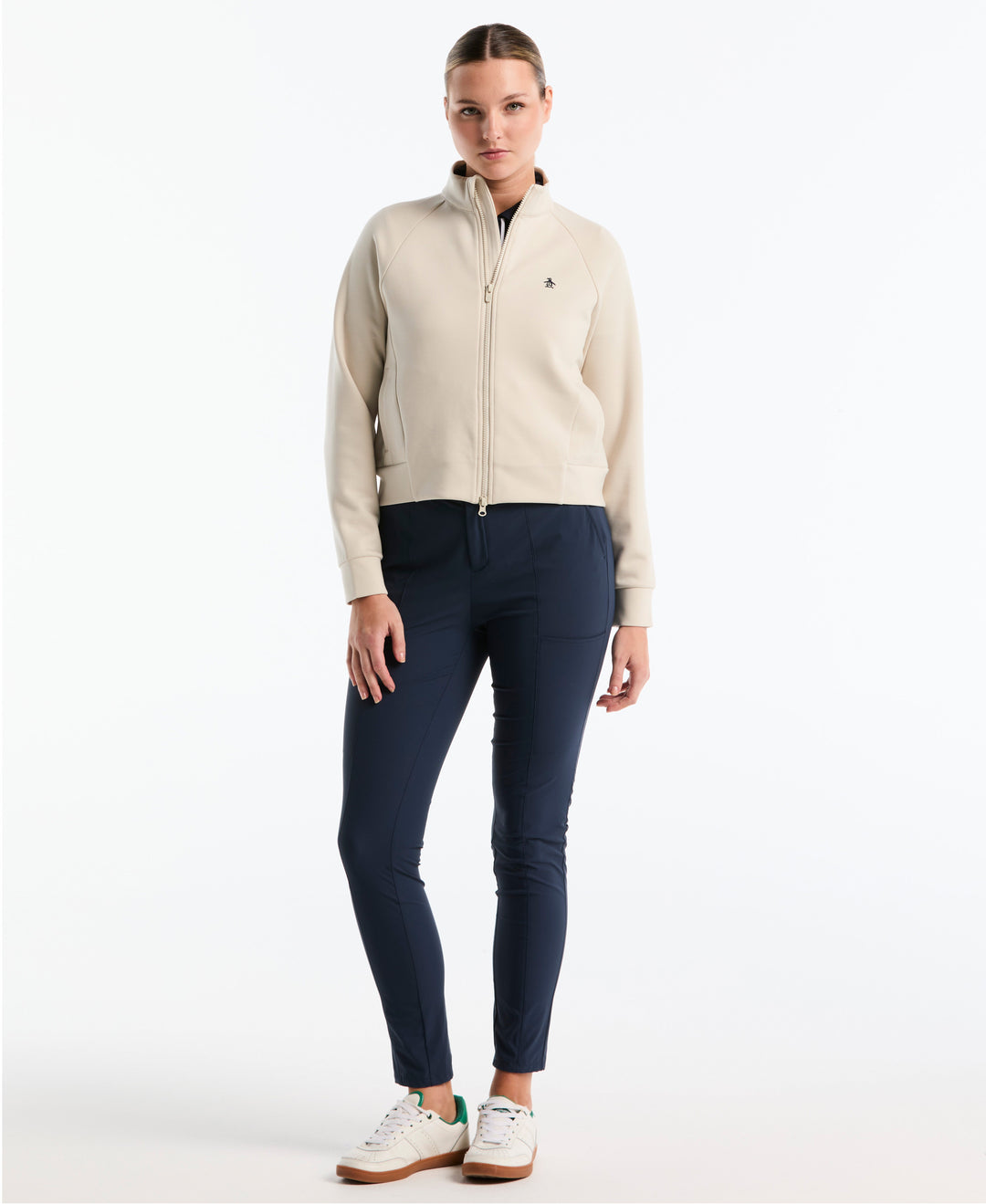 Women's Full-Zip Textured Knit Golf Jacket-Women's Jackets-Original Penguin