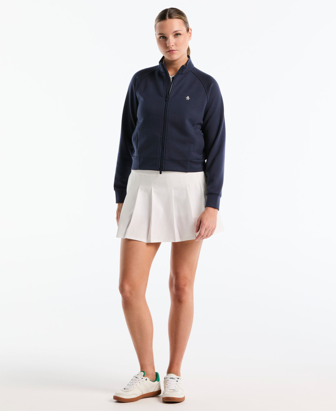 Women's Full-Zip Textured Knit Golf Jacket-Women's Jackets (Black Iris)