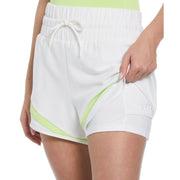 High Waist Tennis Short with Mesh Inserts (Bright White) 