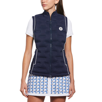 Womens Insulated Woven Golf Vest Jacket (Black Iris) 