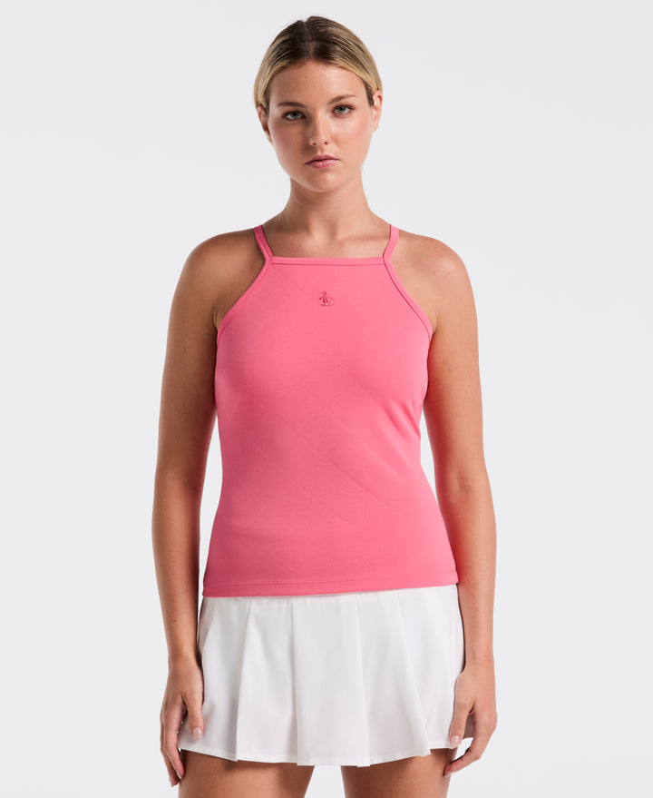 Jacquard Grid Bra Tennis Tank (Camellia Rose) 