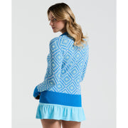 Women's Lattice Jacquard Golf Sweater (French Blue) 