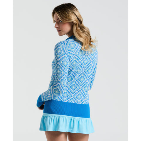 Women's Lattice Jacquard Golf Sweater (French Blue) 