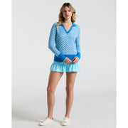 Women's Lattice Jacquard Golf Sweater (French Blue) 