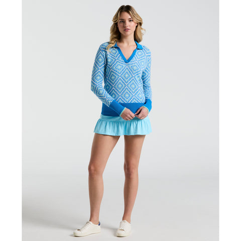 Women's Lattice Jacquard Golf Sweater (French Blue) 