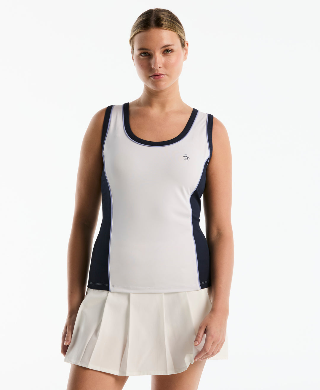 Women's Mixed Texture Tennis Tank-Bright White-XS-Original Penguin