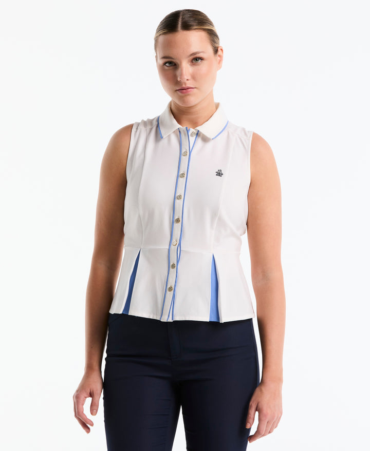 Women's Peplum Blocked Golf Polo-Women's Polos-Bright White-XS-Original Penguin