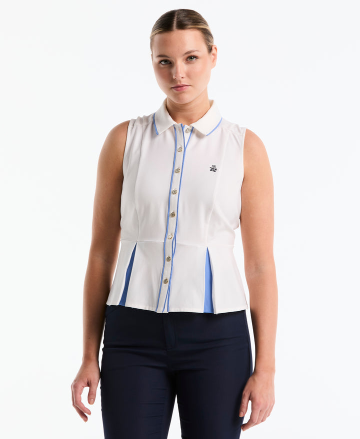 Women's Peplum Blocked Golf Polo (Bright White) 
