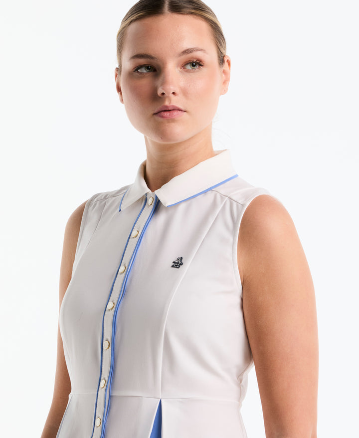 Women's Peplum Blocked Golf Polo (Bright White) 