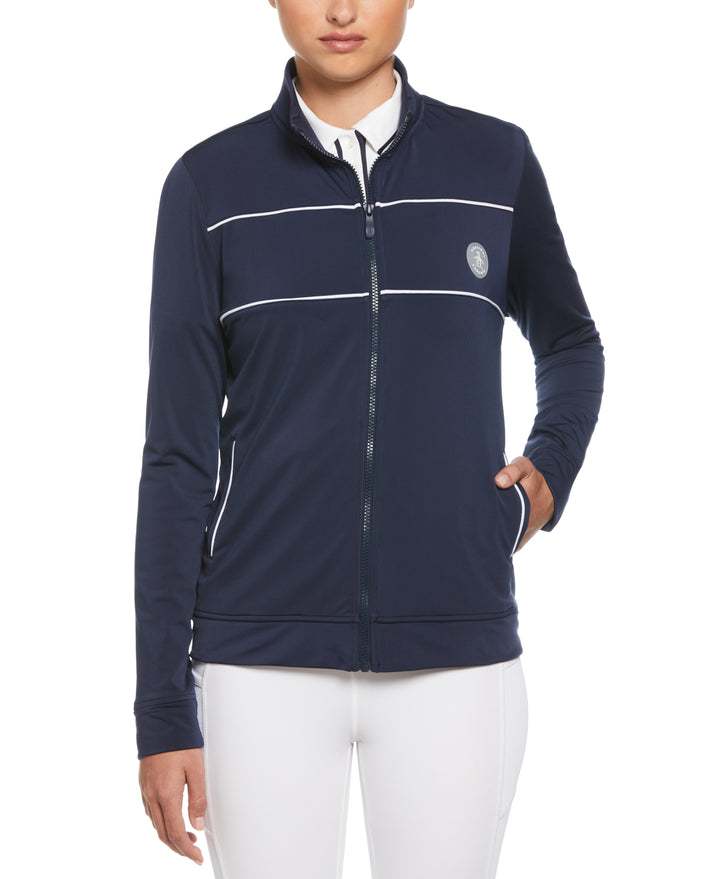 Womens Performance Track Style Tennis Jacket (Black Iris) 