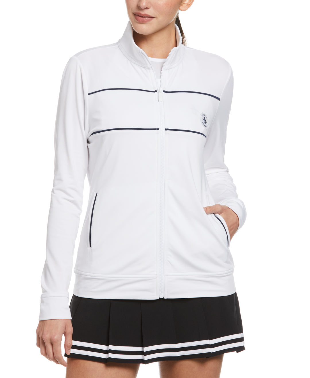 Womens Performance Track Style Tennis Jacket (Bright White) 