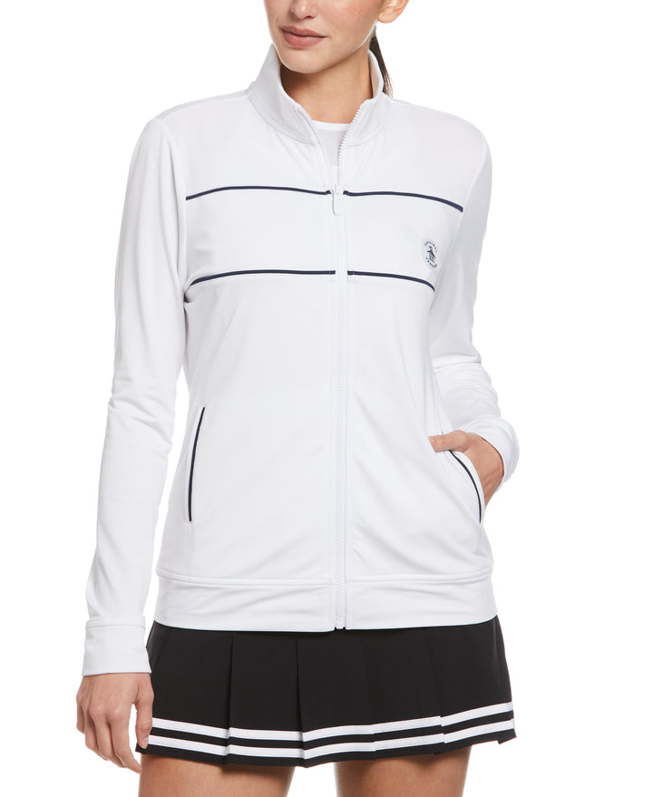 Womens Performance Track Style Tennis Jacket (Bright White) 