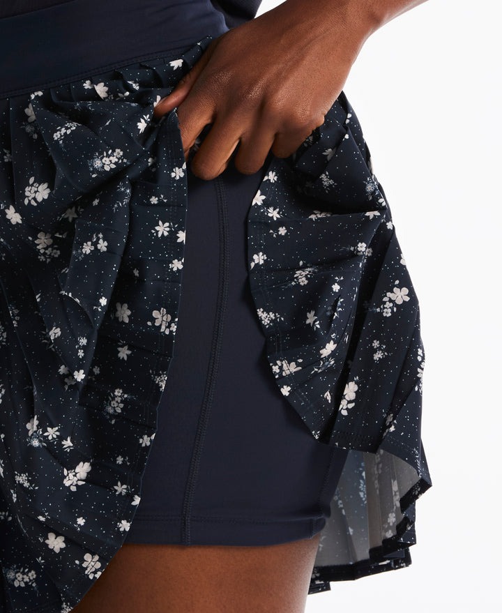 Women's Pleated Floral Skort (Black Iris) 