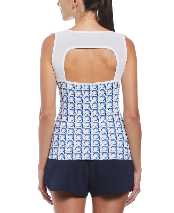 Tennis Print V-Neck Tank Top (Bright White) 