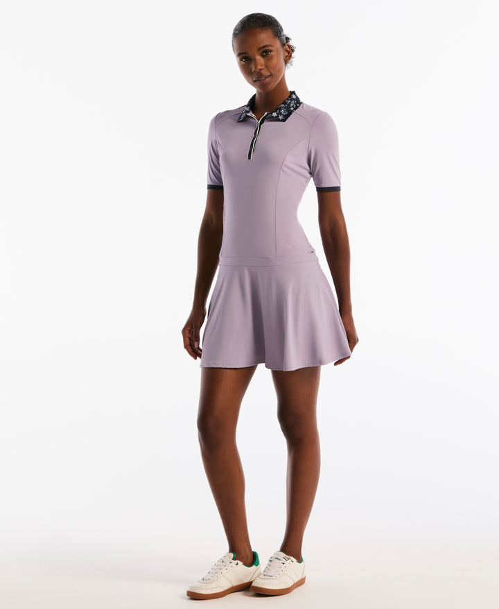 Women's Printed Collar Half Sleeve Golf Dress-Dresses-Original Penguin