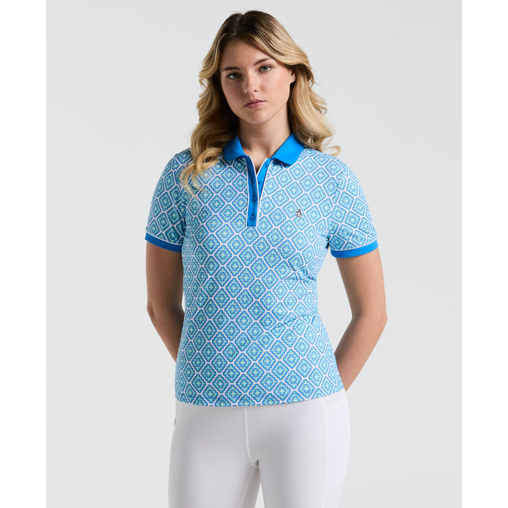 Women's Printed Polo  (French Blue) 