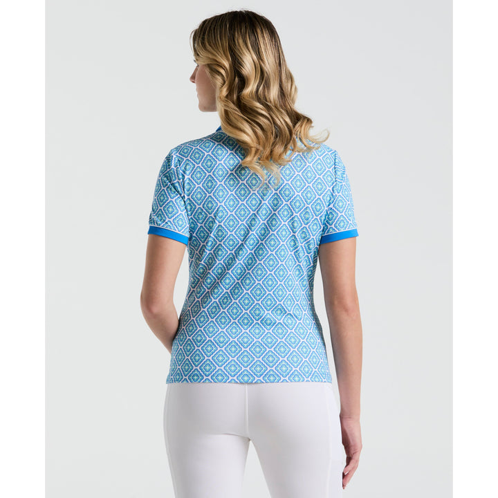 Women's Printed Polo  (French Blue) 