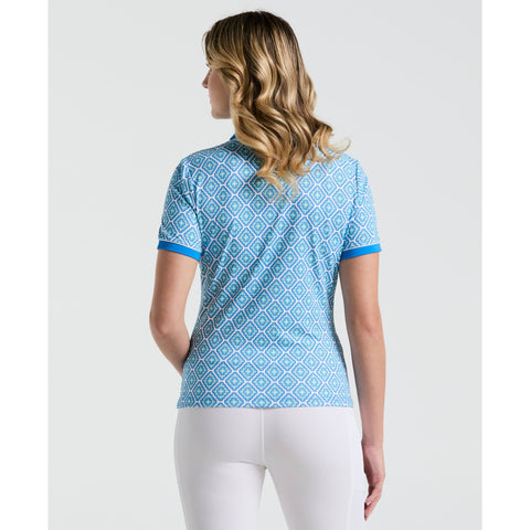 Women's Printed Polo  (French Blue) 