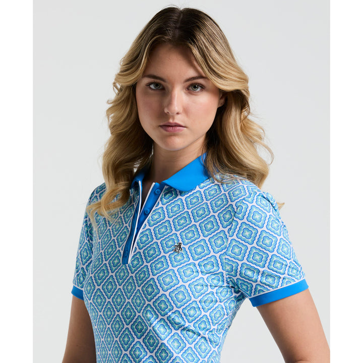 Women's Printed Polo  (French Blue) 